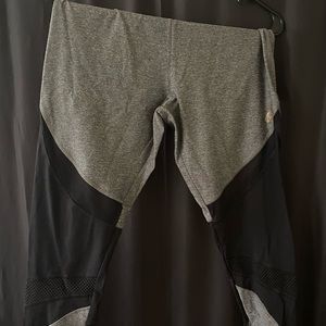 Black grey leggings with mesh at bottom